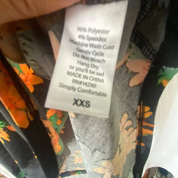 LuLaRoe Irma XXS Floral Print Tunic Top Black Orange Green Polyester Spandex - Picture 5 of 12